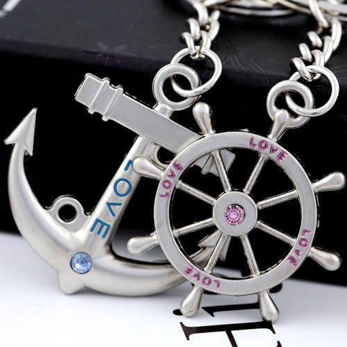 Maycom Anchor Steering Wheel Couple Keychain Creative Fashion Key Chain Ring Key Fob Holder 83084