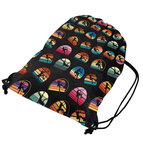 JYTAPP Rock Climbing Bag Outdoor Climbing Drawstring Bag Rock Climbing Lover Gift Black Drawstring Backpack2