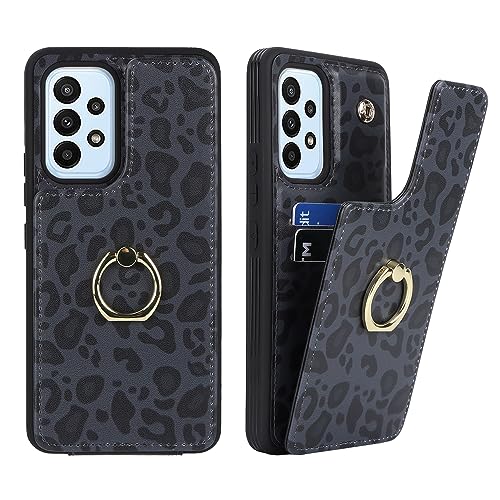 Image of for Samsung Galaxy A53 5G Case with Card Holder,Galaxy A53 5G Case Wallet for Women,Credit Card Holder,Ring Stand,Cute Phone Wallet Cases 6.5 inch(Black Leopard)