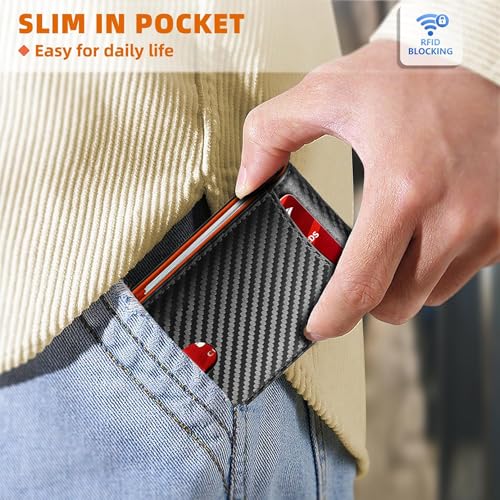 Slim Wallet For Men RFID Blocking Leather Wallet Front Pocket with Money Clip Bifold Credit Card Holder4