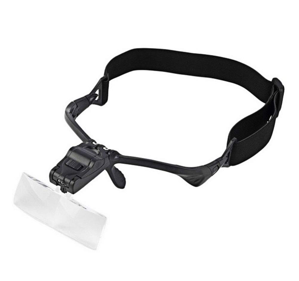 Lupa na głowę z 2 diodami LED, montowane na głowie okulary powiększające do czytania bez użycia rąk, biżuteria, zegarek lupa lupa wizja