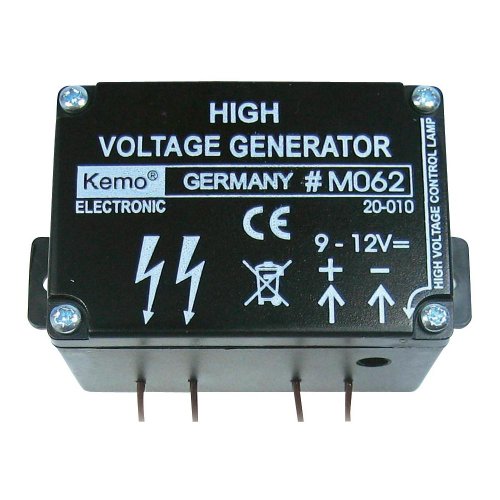 Kemo M062 Mini Weidezaun Hochspannungsgenerator 9 - 12 V/DC. Pulsierende, schwache Hochspannung von 1000 Volt. Kleintier-Elektrozäune, Einbrecherschutz, (L x B x H) 72 x 50 x 42 mm