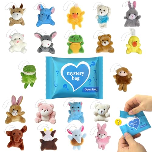 Blind Bag Mini Plush Animal - 20PCS Mini Stuffed Animal Toy Small Plushies in 20PCS Mystery Bags, 30 Characters Random Design Cute Plush Toy for Kids School Classroom Prizes Party Favor