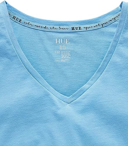 Image of HUE Womens Sleepwell Basic Short Sleeve V-Neck T-Shirt for Lounging Or Sleeping, Made with Temperature Regulating Technology