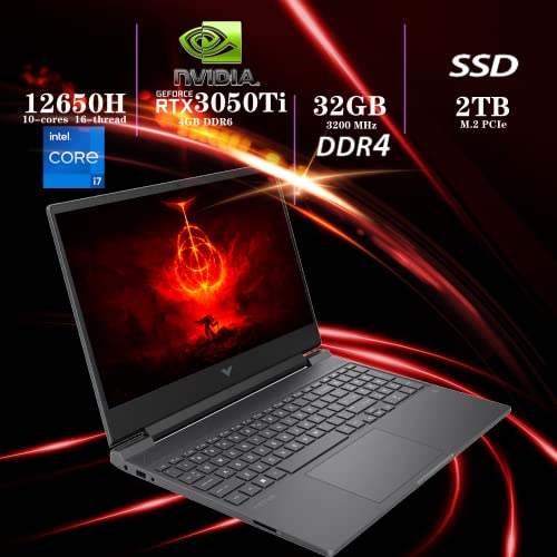 Hp 2022 Victus 15.6" Fhd 144Hz Gaming Laptop, Intel 12Th Core I7-12650H, 32Gb Ram, 2Tb Pcie Ssd, Nvidia Geforce Rtx 3050 Ti 4Gb, Backlit Keyboard, Win 11 Pro, Mica Silver, 32Gb Snowbell Usb Card #TOP1