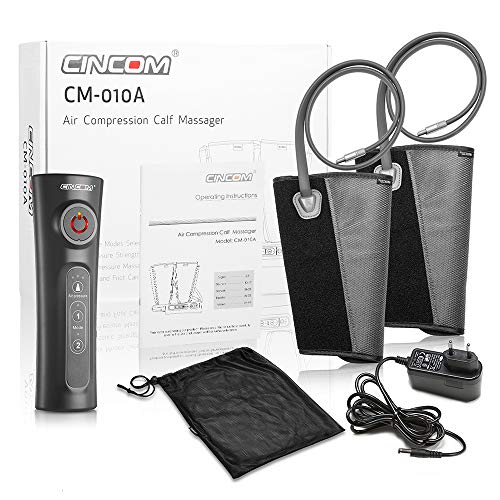 Image of CINCOM Corded Electric Leg Massager, Leg Compression Massager for Circulation and Pain Relief Air Compression Foot Calf Thigh Massager with Handheld Controller (For Calf), Grey
