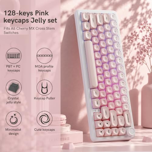 Image of dagaladoo PBT Keyboard keycaps,moa keycaps Jelly,Gradient White /Pink