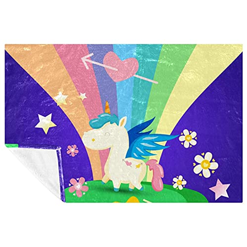 Couverture imprimé arc-en-ciel moelleuse et multicolore 150 x 100 cm - 2