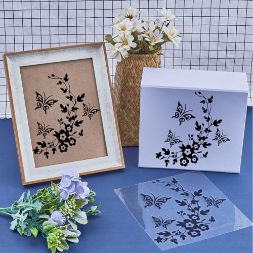 Image of GORGECRAFT 6 Sheets Butterfly Car Decal Set Black Flower Car Decals Car Rearview Mirror Stickers Decals Vinyl Waterproof Sticker Women Car Stickers for Auto Truck SUV Wall Art Laptop