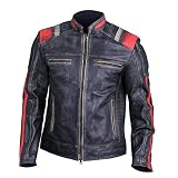 chaqueta moto piel retro Chaqueta de piel cálida para hombre con cierre de cremallera (cremallera YKK de alta calidad). Mangas largas con puños de botón y diseño acolchado en los hombros le dan a esta chaqueta un aspecto icónico.