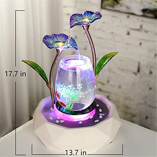 Crapelles Tabletop Water Feature Blue Lotus Fountain Waterfall Cascade Indoor Decoration Aquarium Zen Relaxesion Humidifier Meditation thumb #4