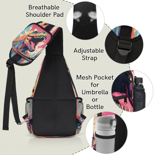 Bolso Cruzado Pequeño Dinosaurios Rojo para Senderismo miniatura 4