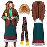 Coume 4 Pcs Halloween Professor Costume Skirt Vest Headband Punk Wig for Movie Cosplay Halloween Women Dress up