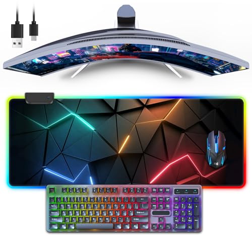 RGB Mouse Pad Desk Pad, Large Gaming Mousepad with LED Light...