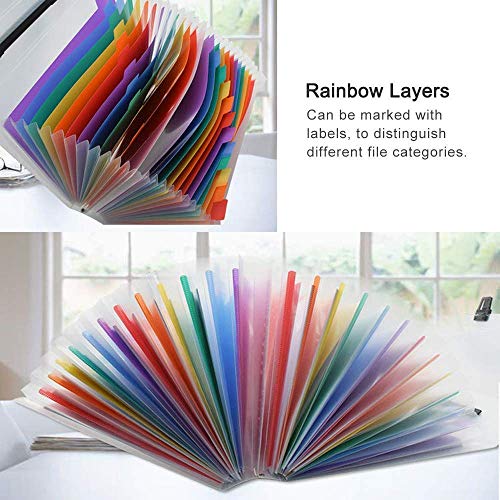 Image of Shuttle Art Expanding Files Folder, 13 Pockets A4 Letter Size Document Organizer, School Supplies Stationery Storage Bag, Multi Layer Accordion, Documents Paper Holder for Office,School,Home(Rainbow)