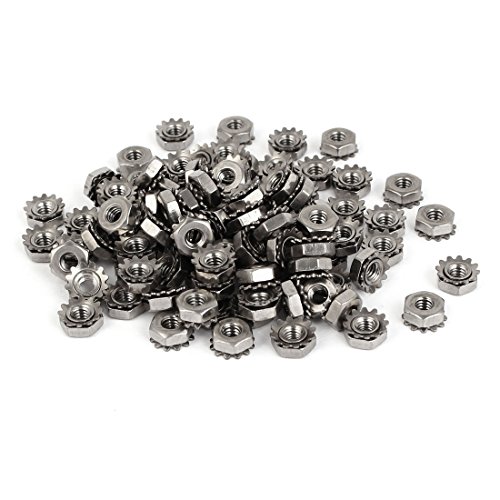 uxcell 8#-32 304 Stainless Steel Female Thread Kep Hex Head Lock Nut 100pcs