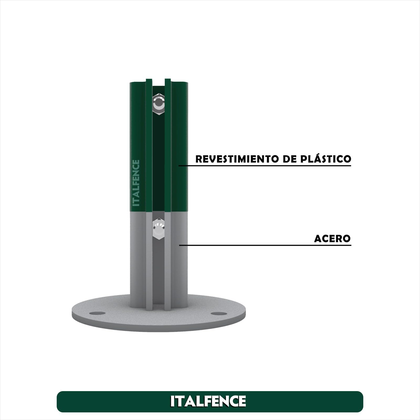 Base para poste T 30x30mm, acero plastificado [5 piezas]
