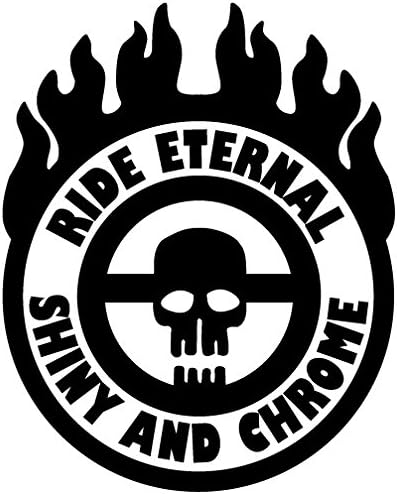 Ride Eternal Shiny and Chrome Badge Mad Max Style Vinyl Truck Rig Decal Sticker Small or Large Sizes - Small - Black