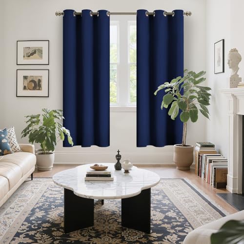 Image of YoungsTex Navy Blue Blackout Curtains 72 Inches Length for Bedroom - Thermal Insulated with Grommet Room Darkening Window Drapes for Living Room, 2 Panels, 42 x 72 Inch