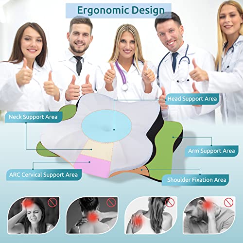 Image of DONAMA Cervical Pillow for Neck and Shoulder Pain Relief, Cooling Contour Memory Foam Pillow, Dual-Height Ergonomic Neck Support Pillow for Side Back Stomach Sleepers with Removable Pillowcase