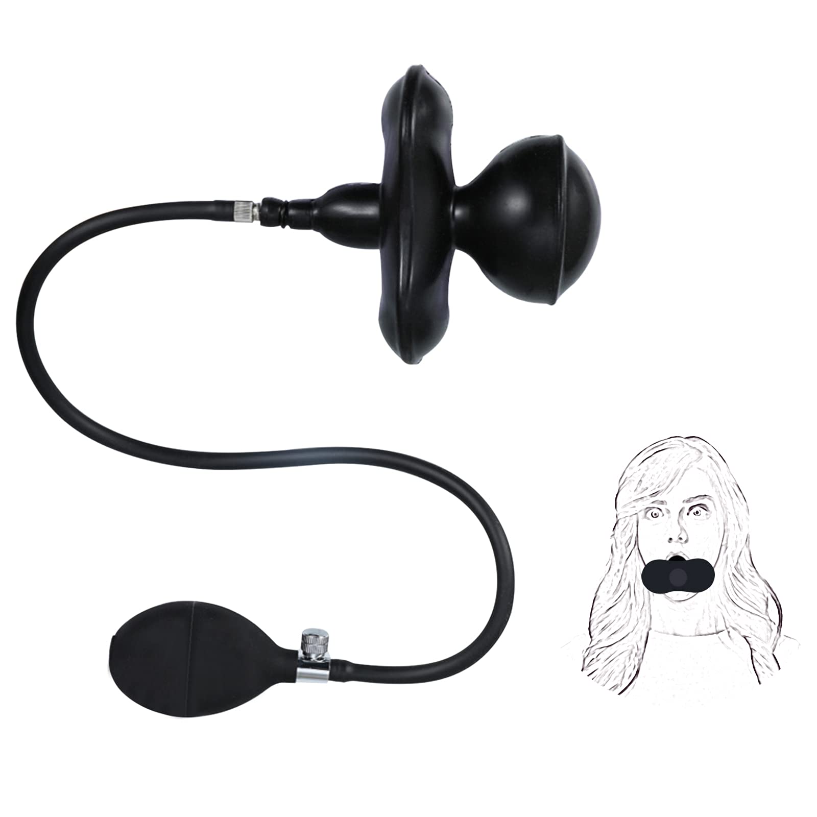 2021 neuer Aufblasbarer Mundknebel,SM Mouth Gag Ball mit Starken Bondage ohne Gürtel,Einstellbare Silikon Knebel Mundstopfen extrem BDSM Fetisch Sexspielzeug für Männer Frauen