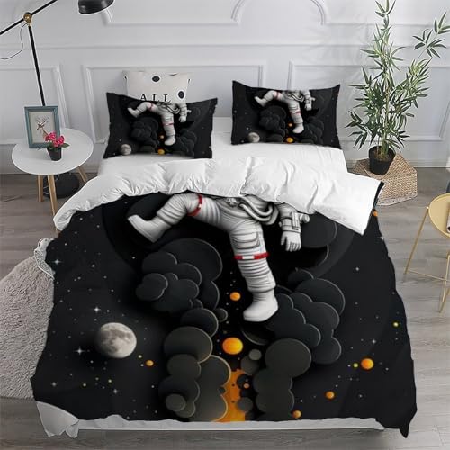 Housse de couette double microfibre astronaute 3D pour lit enfant 200x200 - 6