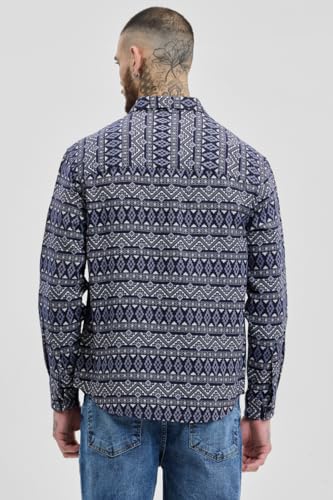 Image of SNITCH Men's Cotton Jacquard Relaxed Fit Overshirt