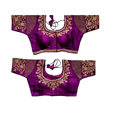 Anantdiva Women's Silk Blouse for Sarees - Indian Saree Blouse for Women Readymade Crop Top Choli Sari Blouse (Purple)
