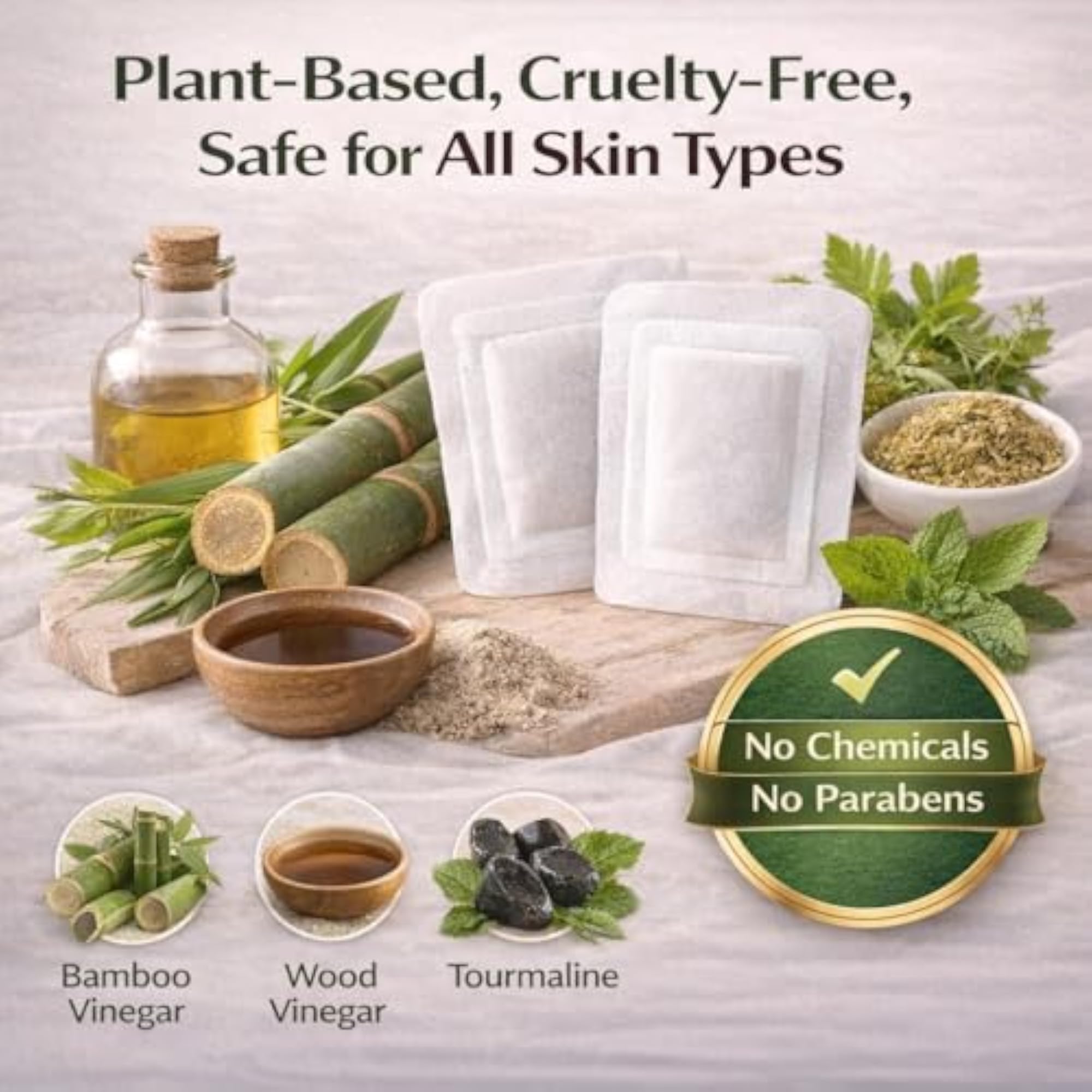 Detox Foot Pads with Bamboo Vinegar, 8 Pads for Pain Relief