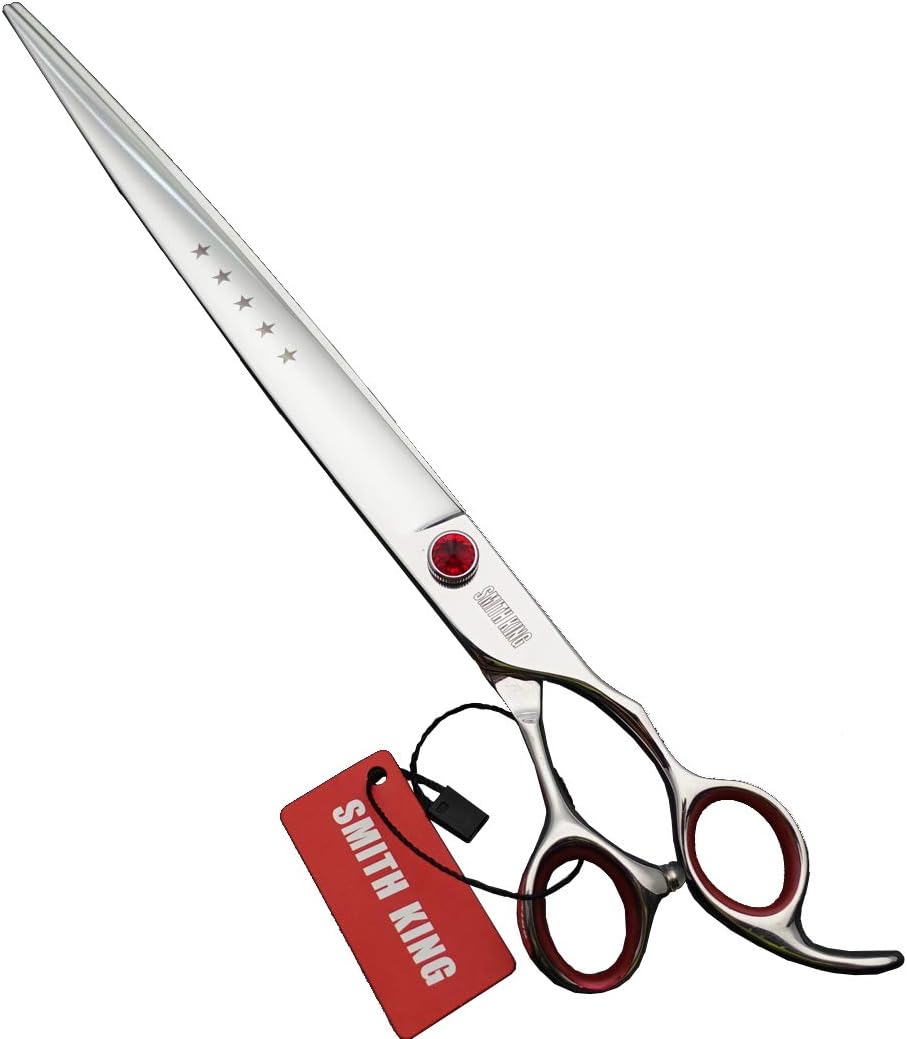 9.0 inches Professional Dog Grooming Scissors Dog Straight Scissors with Bearing Bolt Convex Edge 440C 60HRC (9.0in)
