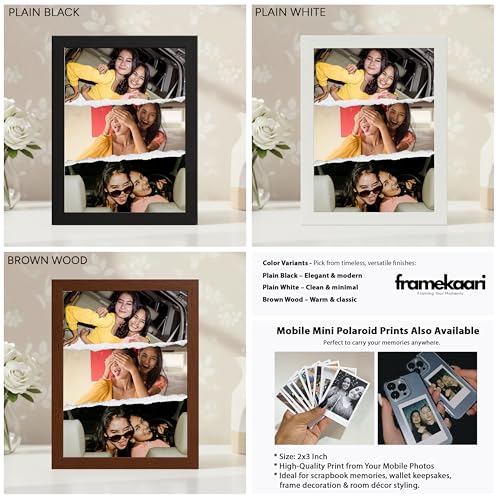 Image of Framekaari Customized Collage Photo Frame | Personalized Gift | Custom 3-Photo Collage | Gift for Friends, Family, Couple & Birthday | Tabletop & Wall Mount | 16x21 cm (Design-12)