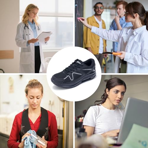 Image of SURRAY Womens Walking Shoes for Plantar Fasciitis, Arch Support Orthotic Sneakers Comfortable Tennis Shoes for Foot Pain Relief PinkGrey US Size 6-11
