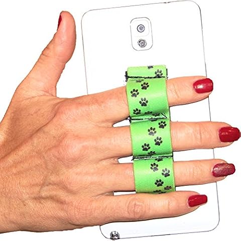 LAZY-HANDS 3-Loop Phone Grip - FITS Most - Paws Green Cover