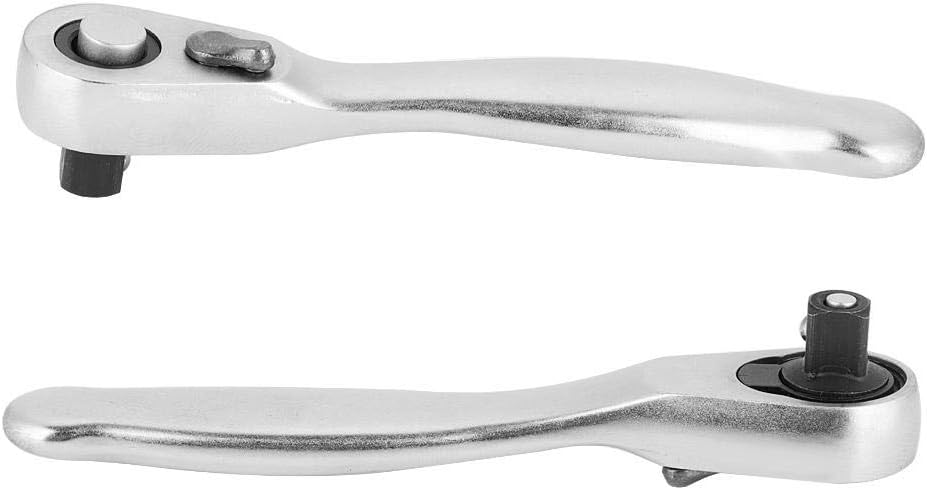 Ratchet Socket Wrench / 1, Qiilu 6.35mm 1/4" Alloy Mini Ratchet Wrench Screwdrivers Hex WrenchTorque Quick Socket Batch Tool Silver(B)