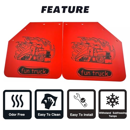 Image of Pair 24 inch x 24 inch Red Rear Angled Mud Flaps for Semi Truck Trailer Heavy Duty 1 /5 inch Thick