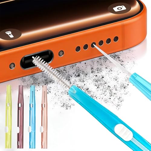 12pcs Phone Cleaning Kit 4 Colors Anti-Clogging Bristles & Hook Charging Port Cleaning Brush Double-Sided Dust Remover Charger USB C Cleaner for Mobile Phone Speaker Keyboard Shower Nozzle Headphone