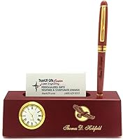 Vista 1 de Tarjetero personalizado de palisandro sólido con reloj y bolígrafo para hombres BUS-MP-Bankers