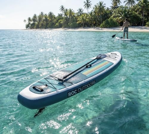 Image of Roc Inflatable Stand Up Paddle Board 10' 6 inch with Premium SUP Paddle Board Accessories, Wide Stable Design, Non-Slip Comfort Deck for Youth & Adults