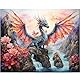 KEYIFA Malen Nach Zahlen Erwachsene Geflügelter Drache, Malen Nach Zahlen Kits mit Pinseln und Acrylfarben, DIY Ölgemälde Set Malen Basteln Leinwand Bild Erwachsene, Home Deko 50x40CM
