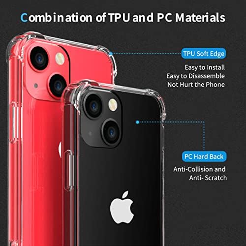 Whioltl Compatible with iPhone 13 Case, Crystal Clear Phone Cover, Anti-Scratch and Shock-Absorption, Basic Case for iphone 13, Compatible with Wireless Charger and Bike Phone Holder - Transparent