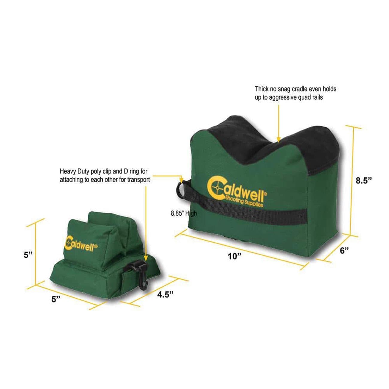 Caldwell Deadshot - Borsa combinata Anteriore e Posteriore con Struttura Durevole e Resistenza all'Acqua per Esterni, Gamma, tiro e Caccia