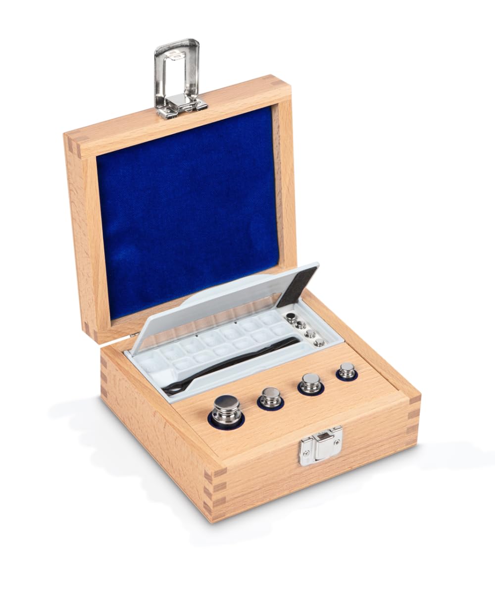 Kern 324-02 + 962-415 - Juego de pesas, clase F1, forma de botón, Acero inoxidable pulido, con certificado de calibración DAkkS