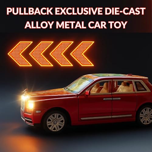 Image of GRAPHENE 1:24 Scale Diecast Pull Back Rolls-Royace Cullinan Miniature SUV Model Car Toy Zinc Alloy Openable Doors Permium Realistic Metal Car Sound Light Toy for Kids 3+ Boy Girl