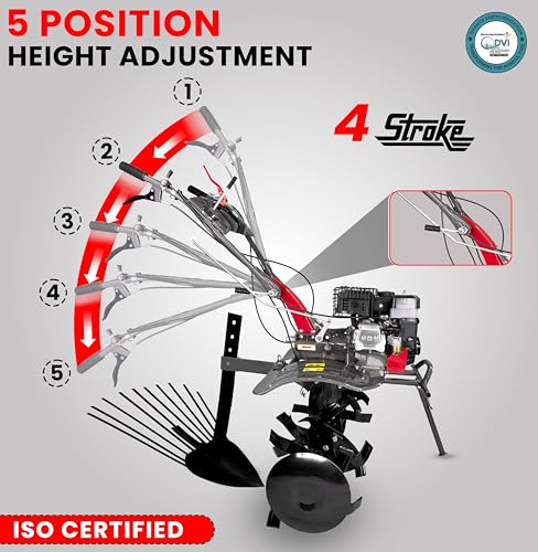 Image of DVI 7HP 4 Stroke Power Weeder with AIR Cooled Petrol Engine Suitable for Farm & Agriculture | Used for Weeding in All Types of Crops with High Carbon Metal Blades. (with Potato Digger Attachment)