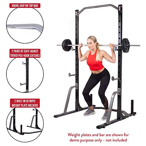 Body Champ Power Rack System Adjustable Squat Rack Weight And Bar Holder For Home Fitness Equipment With Built In Floor Anchors Stability #TOP3