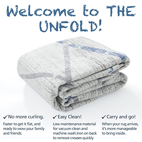 Collact Runner Rug 2X5 Area Rug Moroccan Rug Blue Grey Thin Rug Modern Geometric Accent Rug Soft Rug Indoor Door Mat Non Slip Gray Carpet Kitchen Living Room Bedroom Dining Room #TOP5