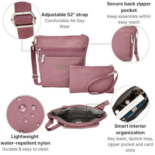 Image of Baggallini Pocket Crossbody Bags for Women 8x8 Small Lightweight Durable Water-resistant Travel Purse W /Rfid