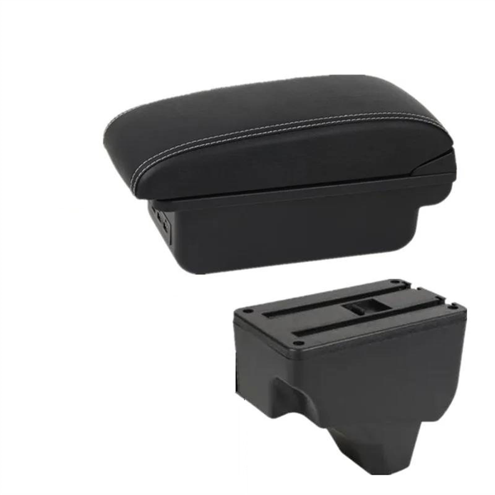 NOHEEU Car Armrest Box Storage Dedicated Retrofit Parts Interior Accessories For Peugeot 208 2008 2019-2024(B2 Black white 3USB)