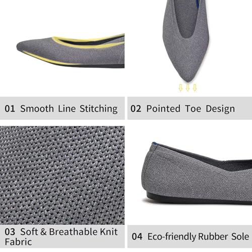 Image of Frank Mully Womens Pointed Toe Flats Knit Dress Shoes Comfort Women Shoes Softable