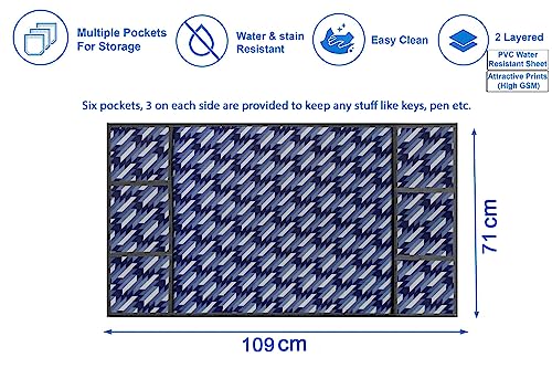 Image of The Furnishing Tree Fridge Top Cover Compatible for Samsung RR21C2H25S8 /HL, 189 LTR WxL 71x109 in CM Symmetric Pattern Blue